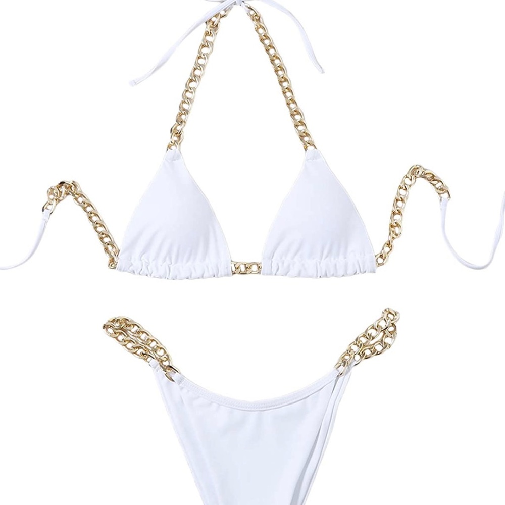 White womens chain bikini